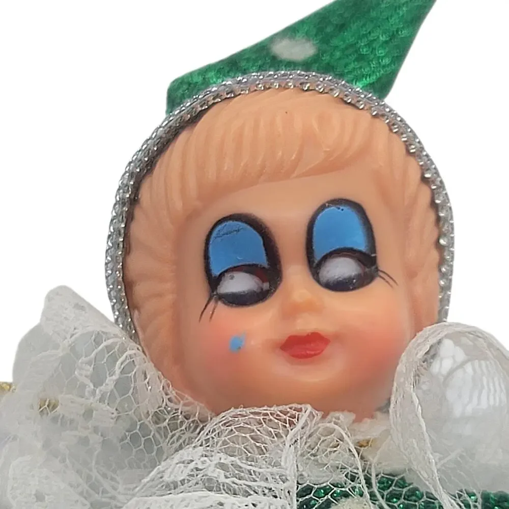 Vintage Green Clown Sleepy Eyed Eyes Open And Close Christma Ornaments 5